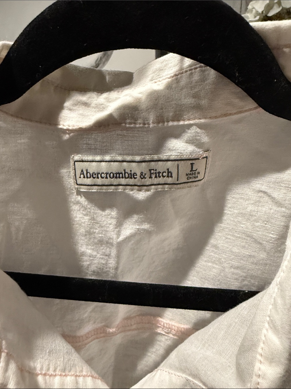 Abercrombie & Fitch White Shirt with Pale Peach Stitching - Picture 2 of 4